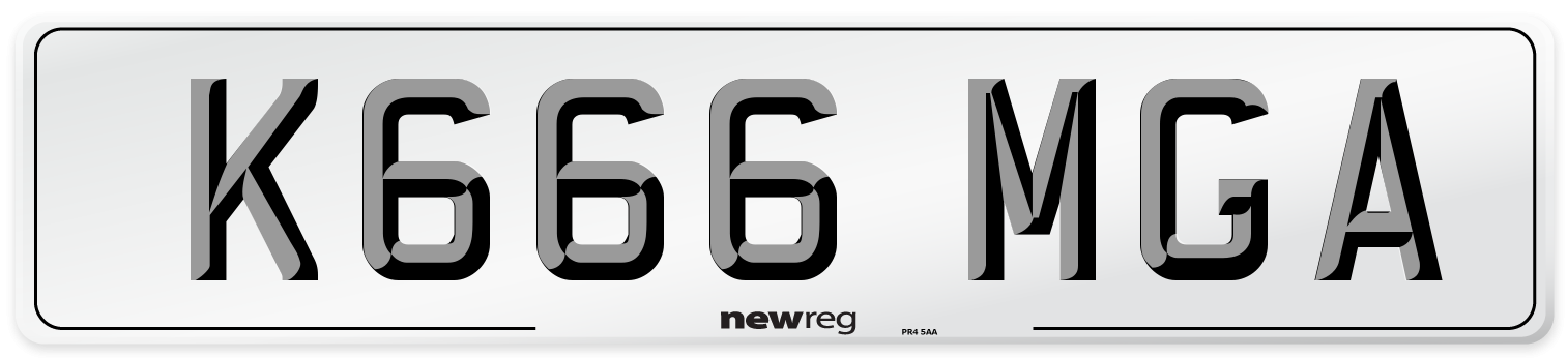 K666 MGA Number Plate from New Reg